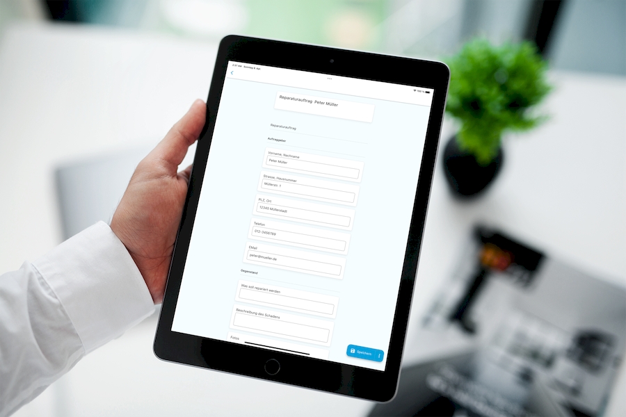 Formular-App auf dem Tablet