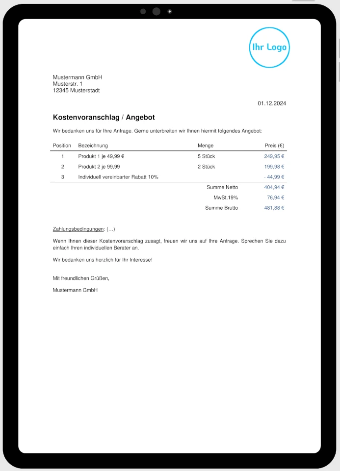 kostenvoranschlag-vorlage Kostenvoranschlag Vorlage