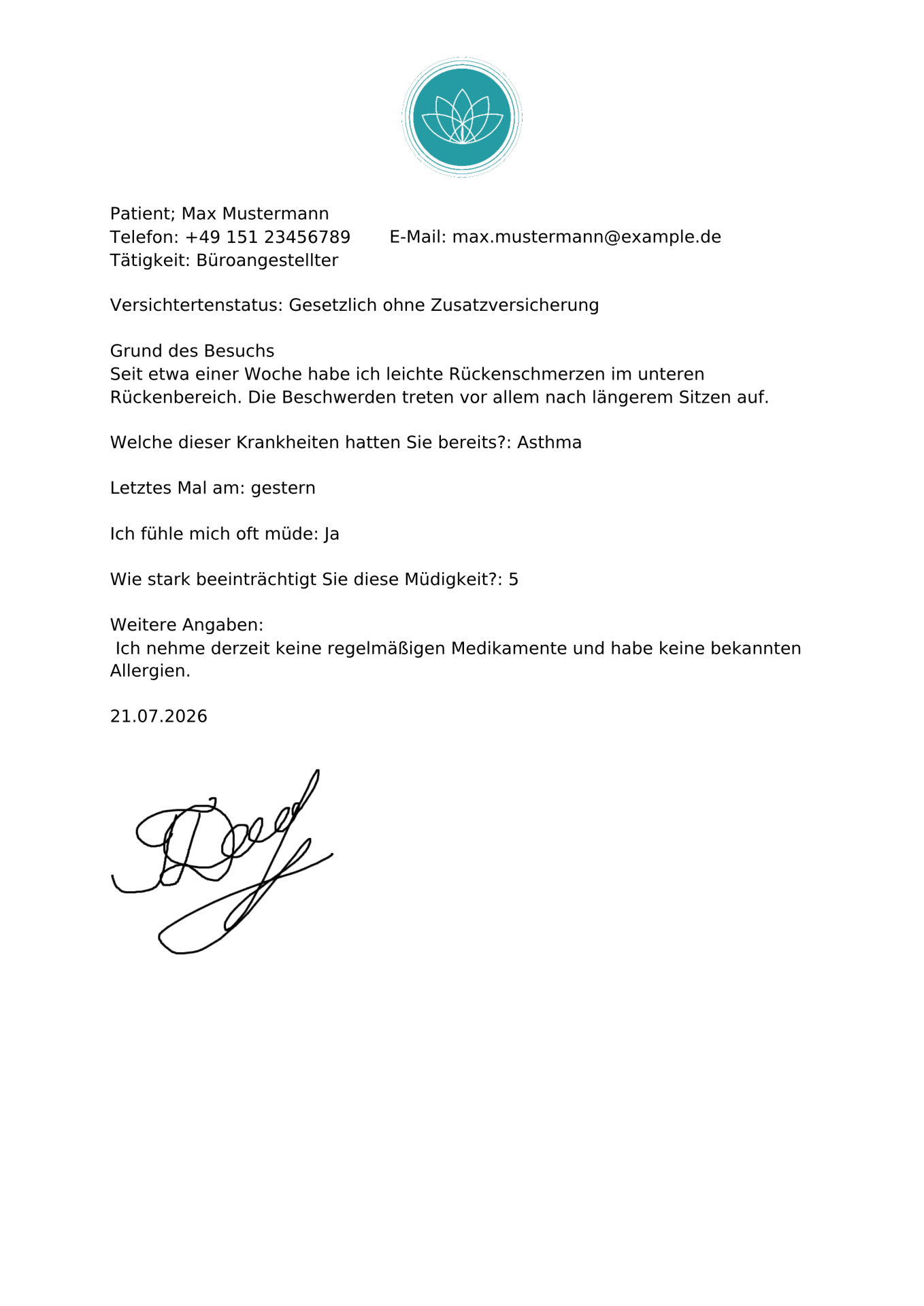 Anamnesebogen