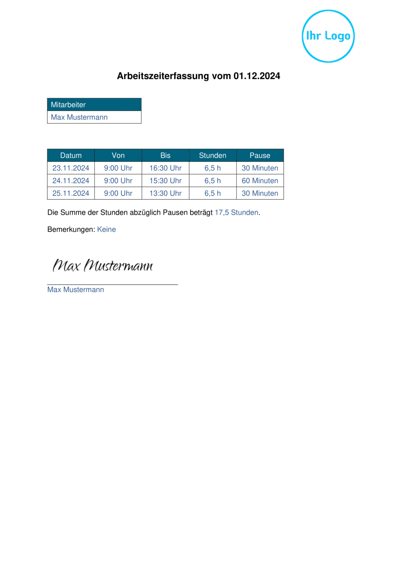 Arbeitszeiterfassung