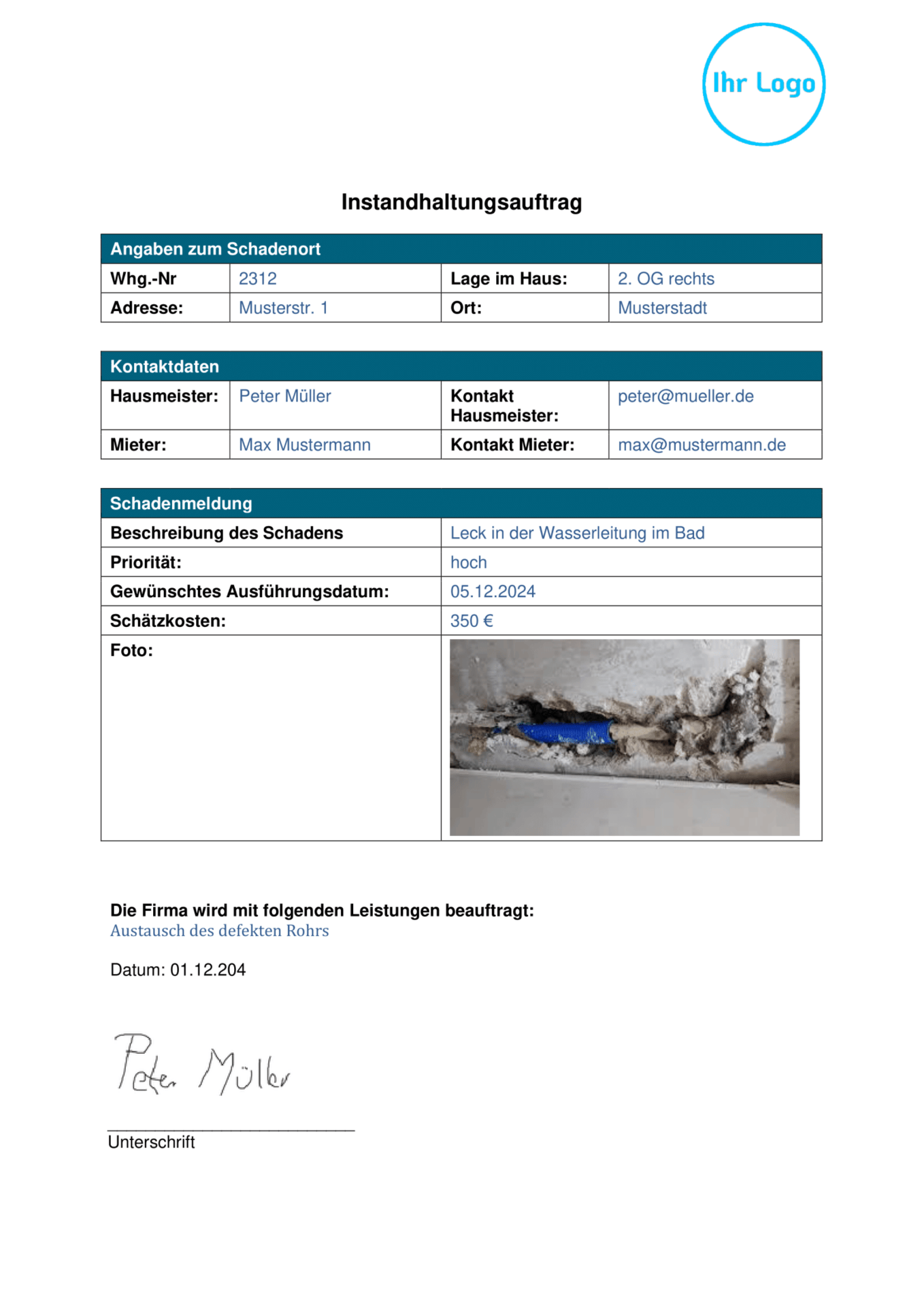 Instandhaltungsauftrag