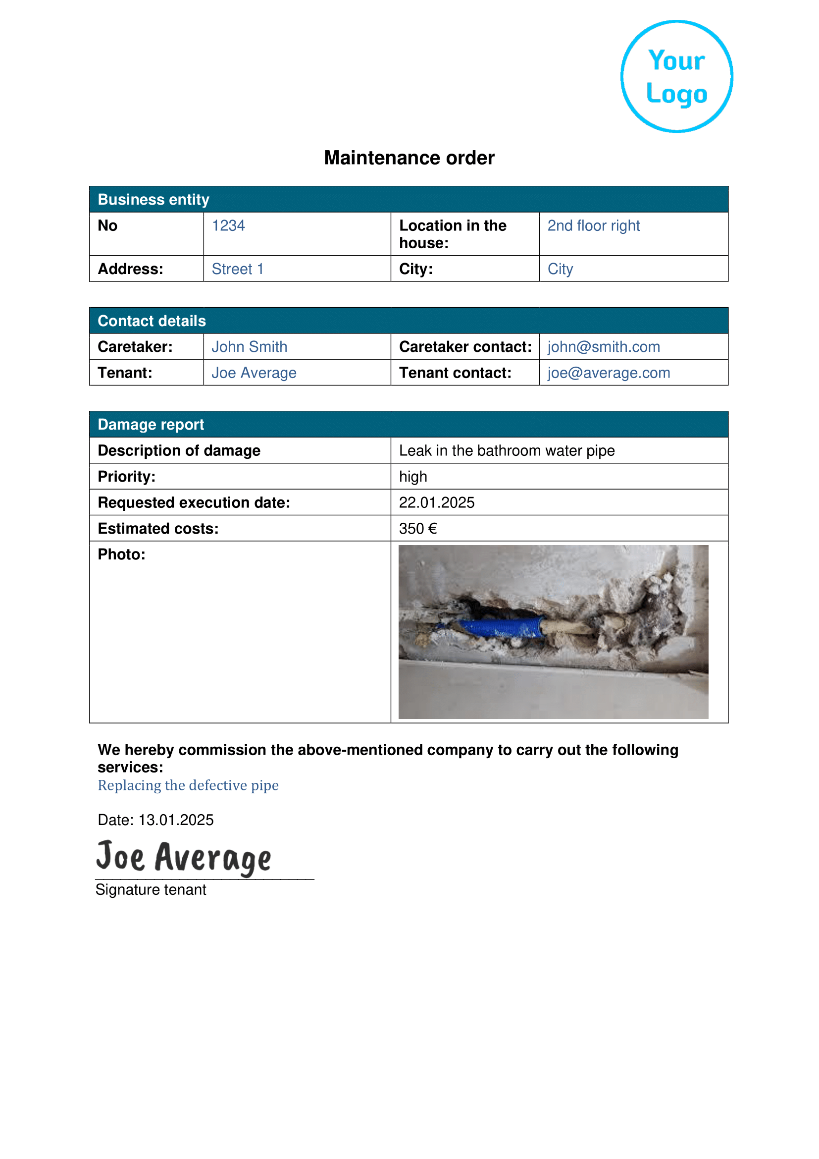 Maintenance Order