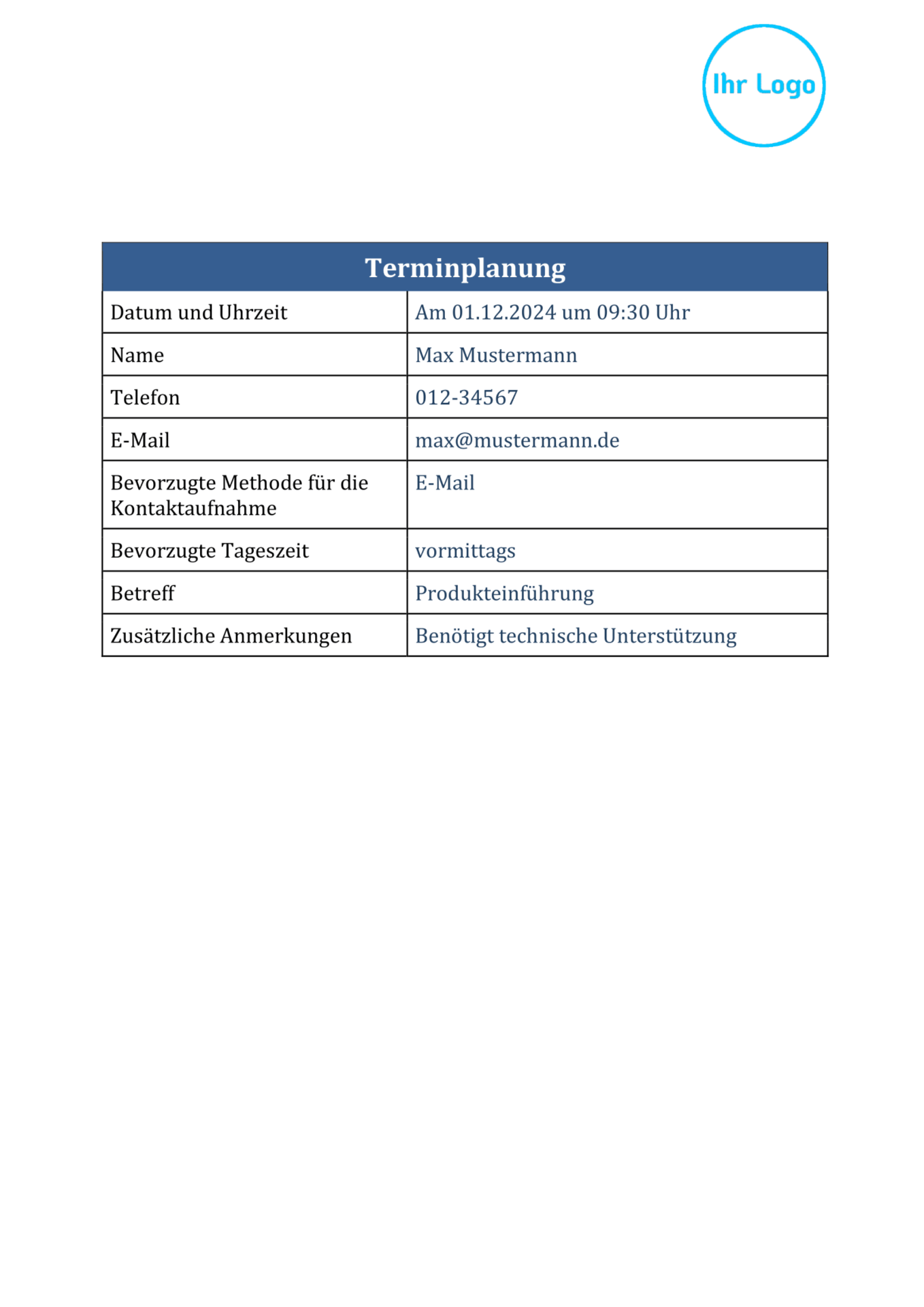 Terminplanung