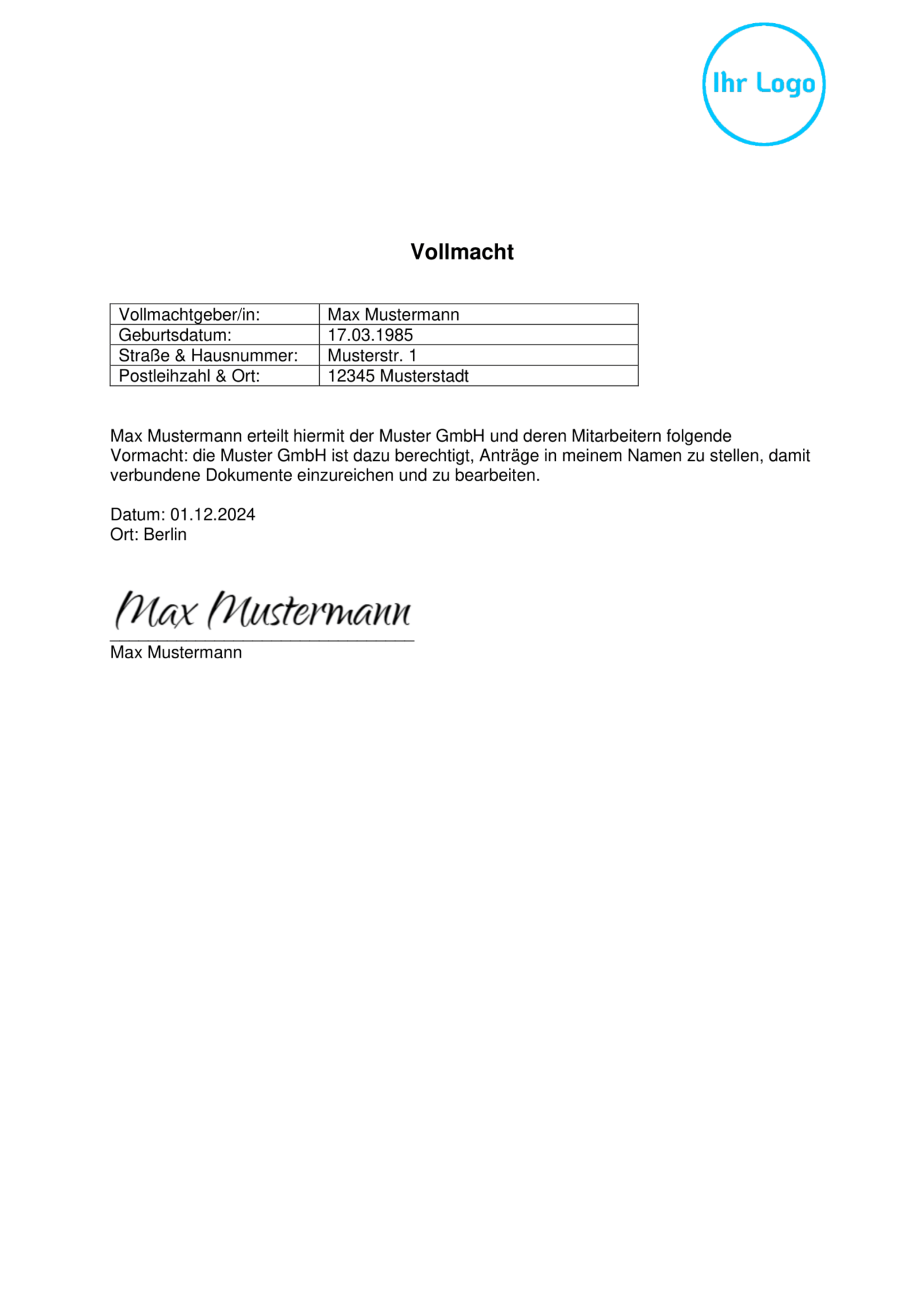 Vollmacht