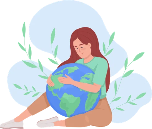 Illustration: woman holding the earth – sustainable, paperless work with Formtastic